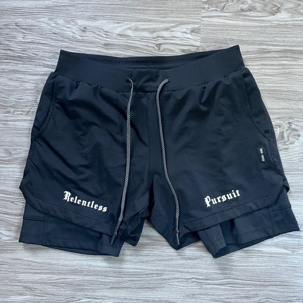 ASRV Relentless Pursuit 2-in-1 Training Shorts Black DSG-0222 Mens Medium